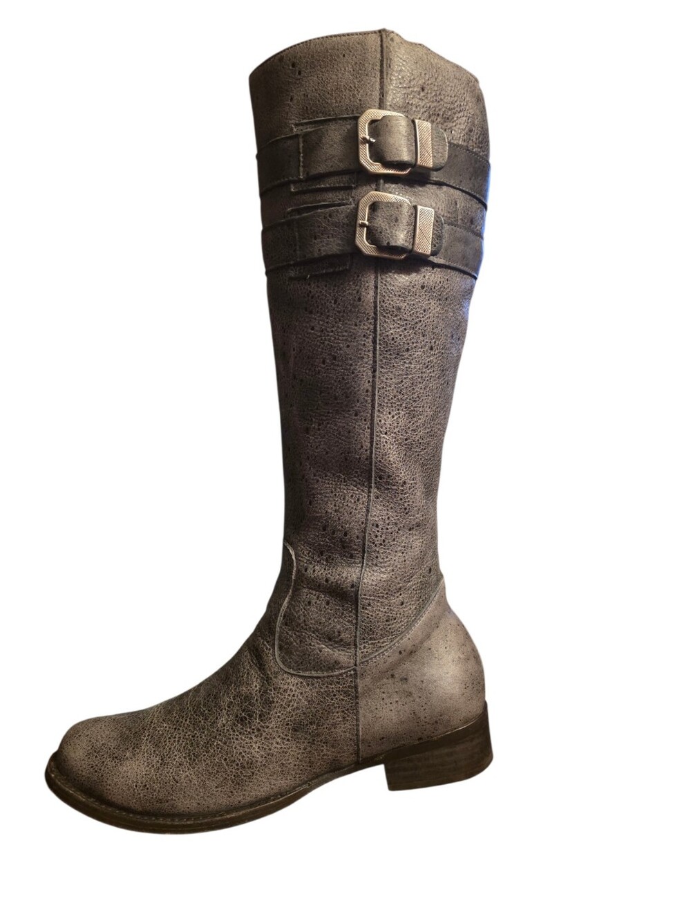 Matisse Roady Distressed Grey Leather Knee High Moto Boots Indie Sleeze Womens 9